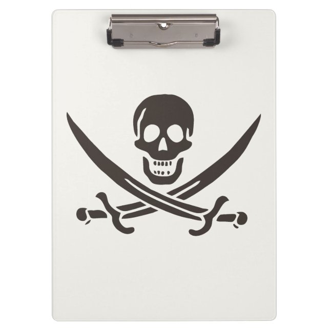 Obsidian Skull Swords Pirate flag of Calico Jack Clipboard (Front)