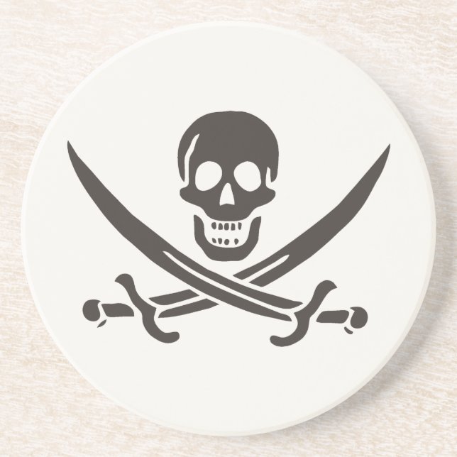 Obsidian Skull Swords Pirate flag of Calico Jack Coaster (Front)