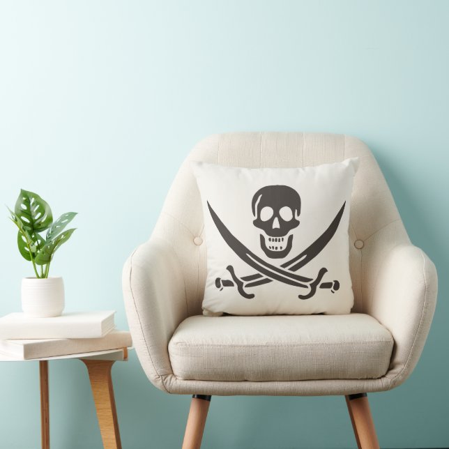 Obsidian Skull Swords Pirate flag of Calico Jack Cushion (Chair)