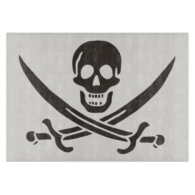 Obsidian Skull Swords Pirate flag of Calico Jack Cutting Board (Front)