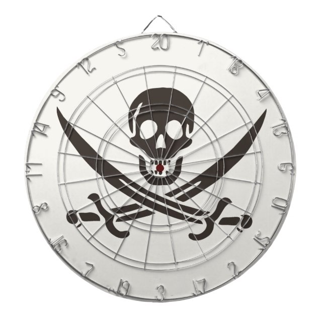 Obsidian Skull Swords Pirate flag of Calico Jack Dartboard (Front)