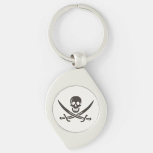 Obsidian Skull Swords Pirate flag of Calico Jack Key Ring