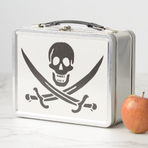 Obsidian Skull Swords Pirate flag of Calico Jack Metal Lunch Box