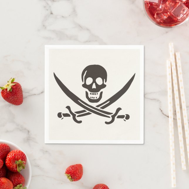 Obsidian Skull Swords Pirate flag of Calico Jack Napkin (Insitu)