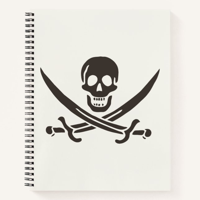 Obsidian Skull Swords Pirate flag of Calico Jack Notebook (Front)