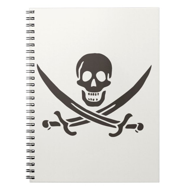 Obsidian Skull Swords Pirate flag of Calico Jack Notebook (Front)