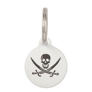 Obsidian Skull Swords Pirate flag of Calico Jack Pet Tag