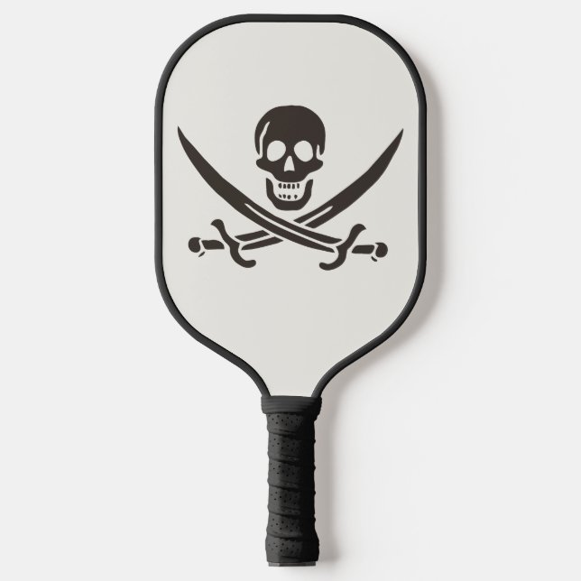 Obsidian Skull Swords Pirate flag of Calico Jack Pickleball Paddle (Front)