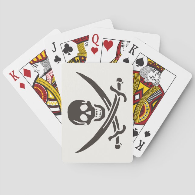 Obsidian Skull Swords Pirate flag of Calico Jack Playing Cards (Back)