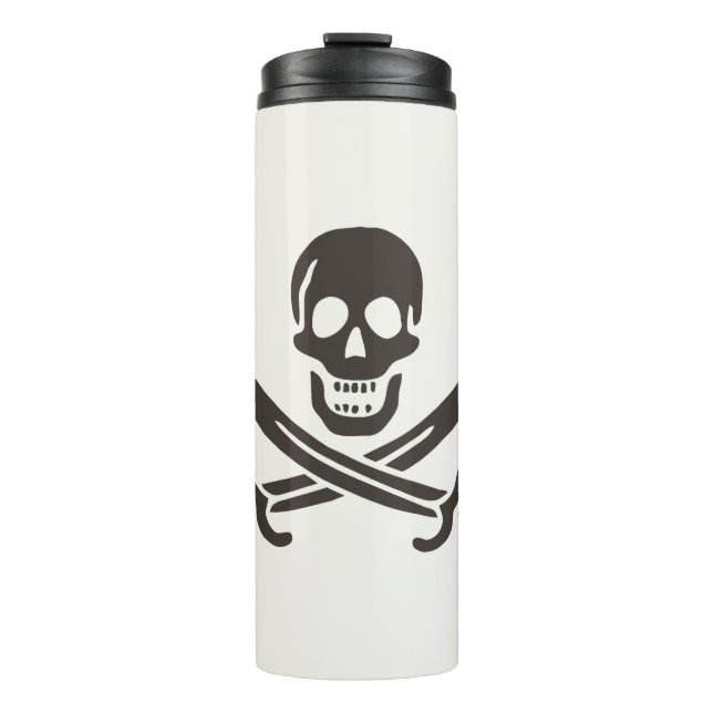 Obsidian Skull Swords Pirate flag of Calico Jack Thermal Tumbler (Front)