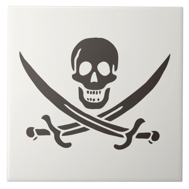 Obsidian Skull Swords Pirate flag of Calico Jack Tile (Front)
