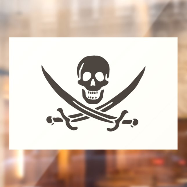 Obsidian Skull Swords Pirate flag of Calico Jack Window Cling (Sheet 2)