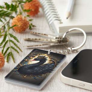 Obsidian Swan of Silent Grace – Dark Fantasy Key Ring