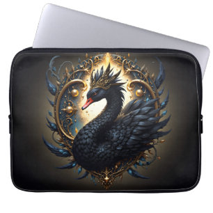 Obsidian Swan of Silent Grace – Dark Fantasy  Laptop Sleeve