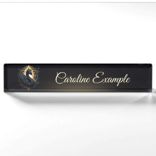 Obsidian Swan of Silent Grace – Dark Fantasy Nameplate