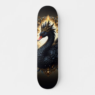 Obsidian Swan of Silent Grace – Dark Fantasy Skateboard