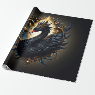 Obsidian Swan of Silent Grace – Dark Fantasy Wrapping Paper