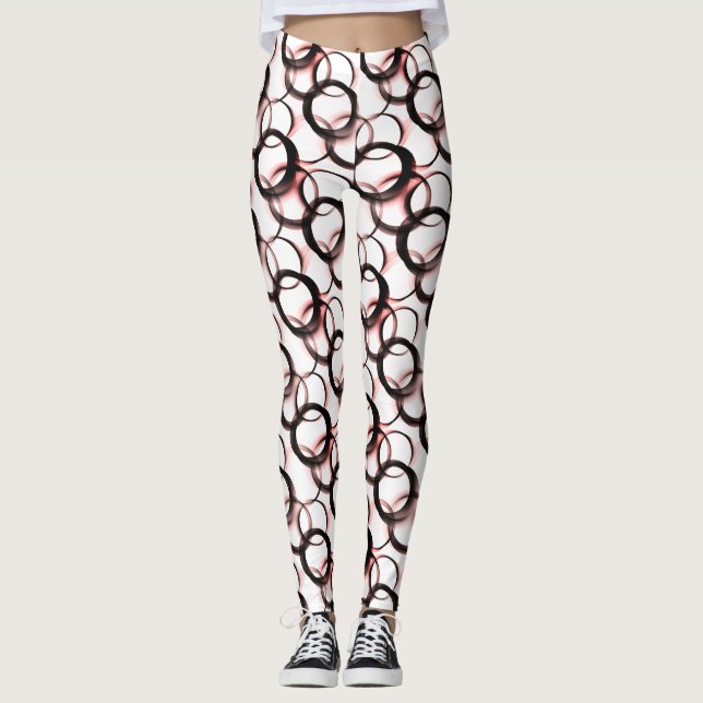 Obsidian Veil Leggings – Monochrome Circles (Front)