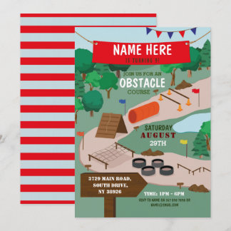 Obstacle Course Birthday Party Adventure Park Invitation