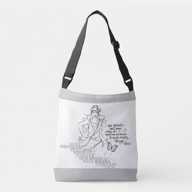 Obstacles Melt Away Walk Boldly Motivational Quote Crossbody Bag (Front)