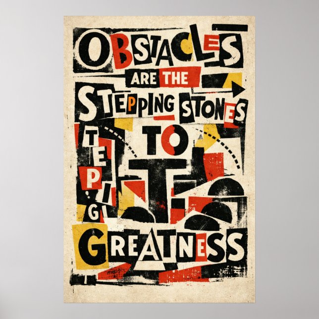 Obstacles Stepping Stones Vintage Typography Poster (Front)