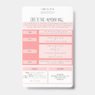 Obstetric Haemorrhage Reference Nurse Badge ID Badge