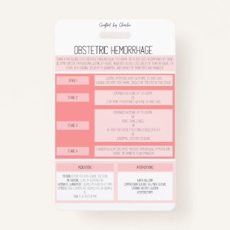 Obstetric Haemorrhage Reference Nurse Badge ID Badge