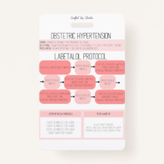 Obstetric Hypertension Nurse Reference Badge ID Badge