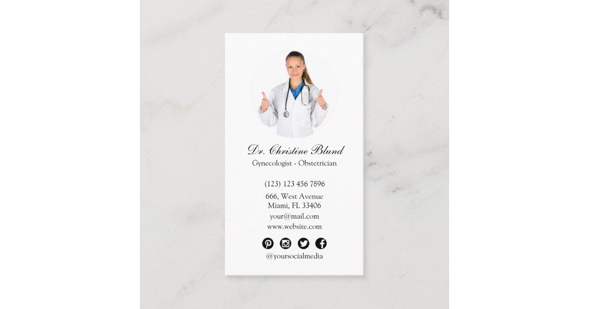 Obstetrician Gynaecologist obgyn social media phot Business Card | Zazzle