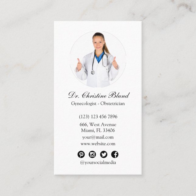 Obstetrician Gynaecologist obgyn social media phot Business Card (Front)