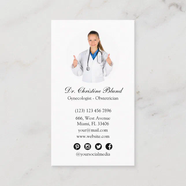 Obstetrician Gynaecologist obgyn social media phot Business Card | Zazzle