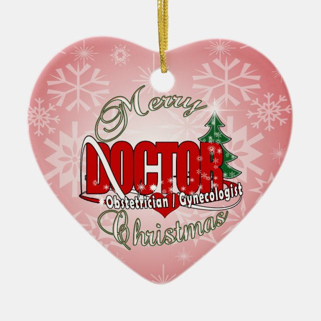 OBSTETRICIAN / GYNECOLOGIST CHRISTMAS DOCTOR CERAMIC TREE DECORATION (Front)