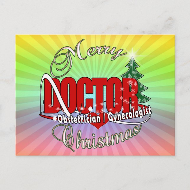 OBSTETRICIAN / GYNECOLOGIST CHRISTMAS DOCTOR HOLIDAY POSTCARD (Front)