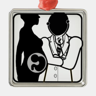 OBSTETRICIAN LOGO - WOMAN'S PERI AND POST NATAL DR METAL TREE DECORATION