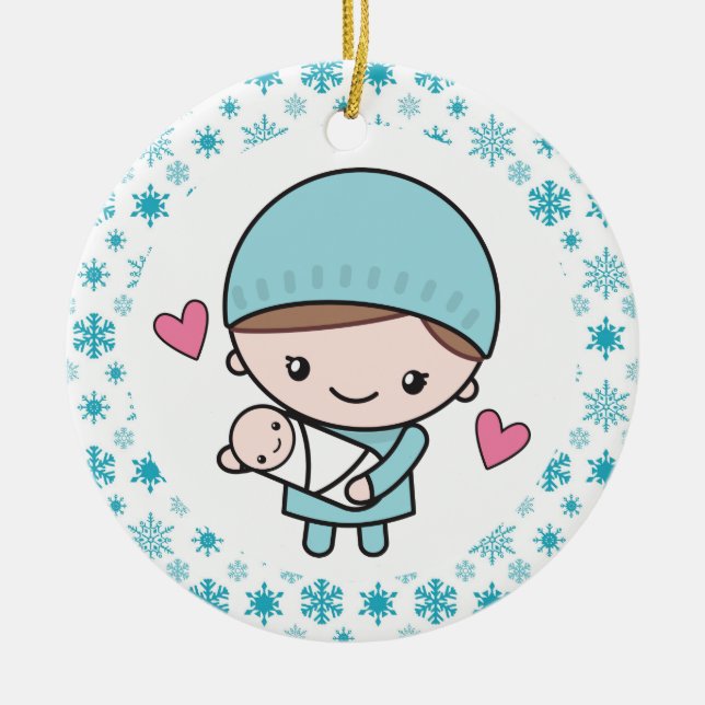 Obstetrician OB-GYN Nurse Midwife Ceramic Tree Decoration (Front)