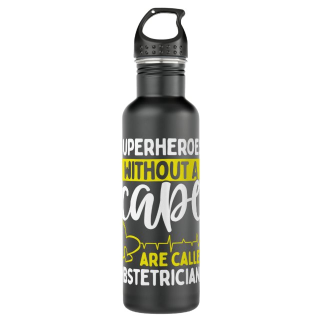 Obstetrician Superhero Midwife Birth Worker Obstet 710 Ml Water Bottle (Front)