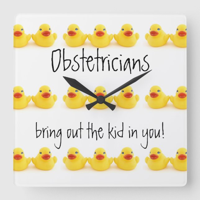 Obstetricians Yellow Rubber Ducks Trio Square Wall Clock (Front)