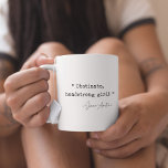 Obstinate headstrong girl Jane Austen Coffee Mug<br><div class="desc">Obstinate,  headstrong girl! The infamous Jane Austen quote from Pride and Prejudice,  written with a typewriter style. Customisable text and background colours.</div>