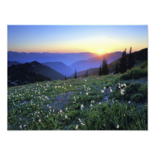 Obstruciton Point Sunset, Olympic NP, WA, USA Photo Print