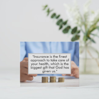 Obtain insurance now for the sake of your life. postcard