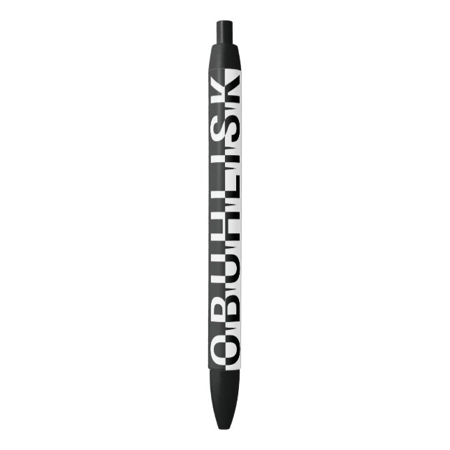 OBUHLISK Spike Label WHITE Black Ink Pen (Front Vertical)