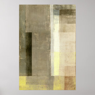 'Obvious' Beige and Yellow Abstract Art Poster