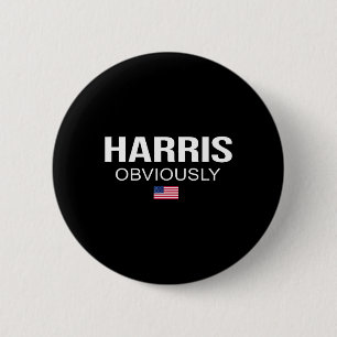 Obviously For President 2024 Kamala American Flag 6 Cm Round Badge