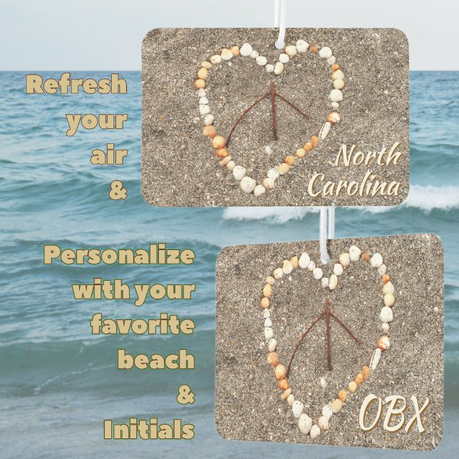 OBX Beach NC Seashell Heart Peace Sign Souvenir Car Air Freshener (Creator Uploaded)