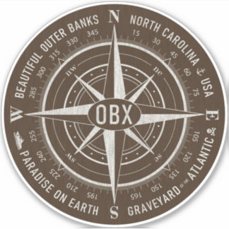OBX Compass Outer Banks Vintage White Dark Brown