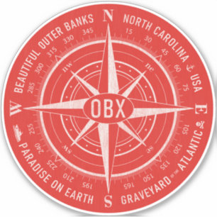 OBX Compass Outer Banks Vintage White Red