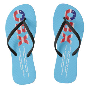 OBX Flag Text And Towns Flip Flops