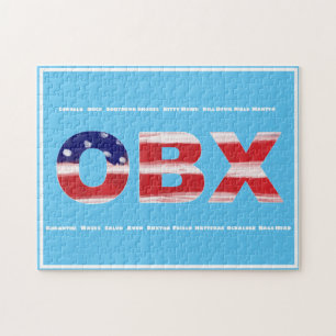 OBX Flag Text And Towns Jigsaw Puzzle