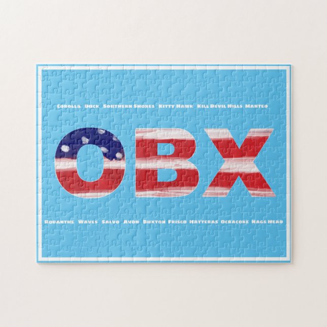 OBX Flag Text And Towns Jigsaw Puzzle (Horizontal)