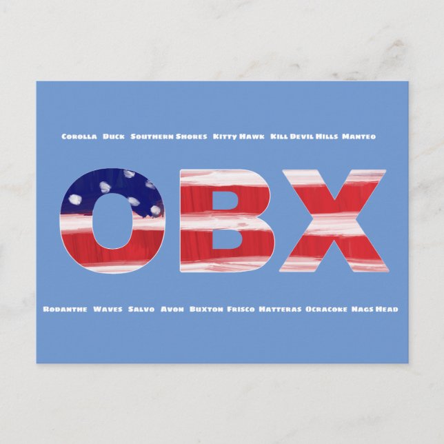 OBX Flag Text  And Towns Postcard (Front)